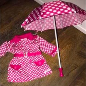 American Girl rain coat/umbrella/boots